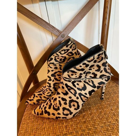 Grigiarancio Italian made point toe leopard calf hair booties size 39 - Picture 4 of 10
